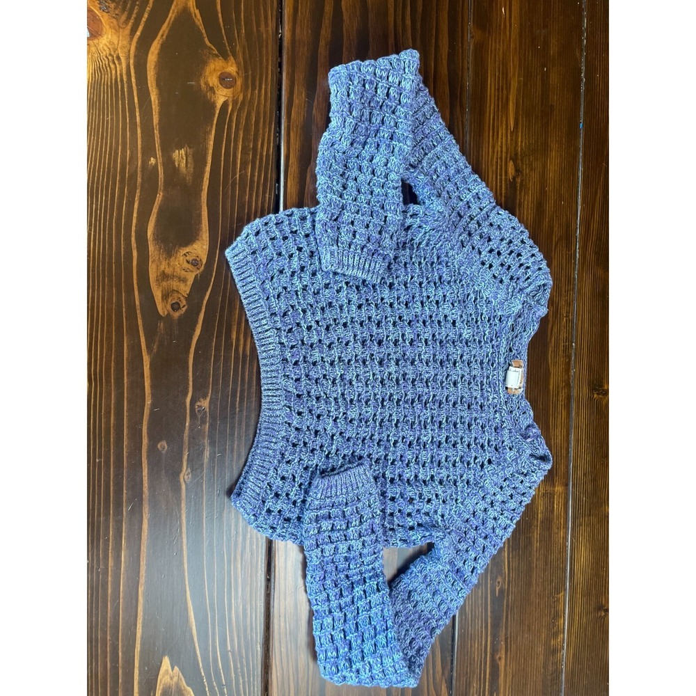 Mudd Sweater Girl's Size L Purple Blue Cropped Knitted Front Closure Long Sleeve